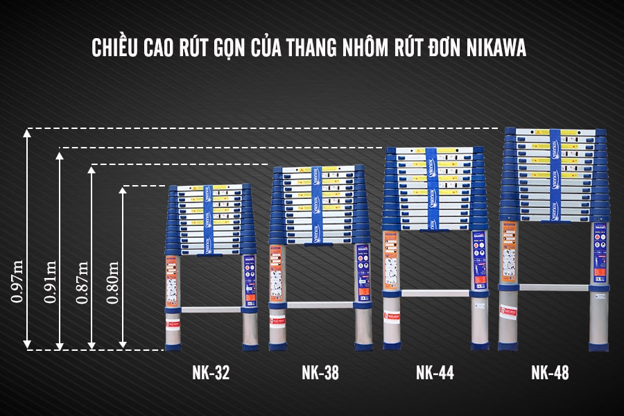 Thang nhôm rút đơn Nikawa NK-44 New