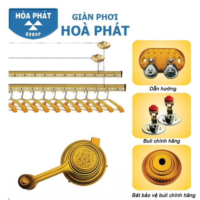 Giàn Phơi Gắn Trần Thông Minh Hòa Phát Star KG-900 Chịu Lực 60Kg, Màu Gold